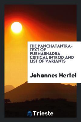 Download The Panchatantra-Text of Purnabhadra. Critical Introd and List of Variants - Johannes Hertel file in PDF